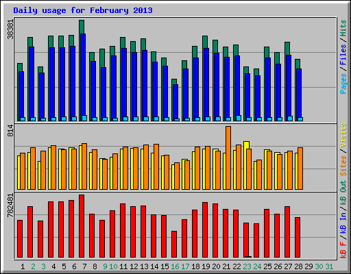 Daily usage for February 2013