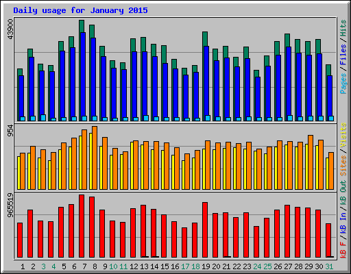 Daily usage for January 2015