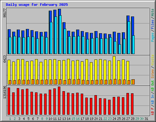 Daily usage for February 2025