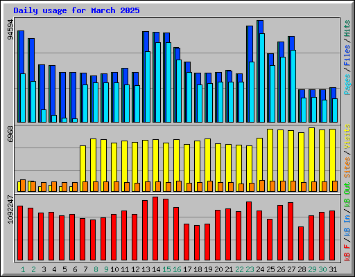 Daily usage for March 2025