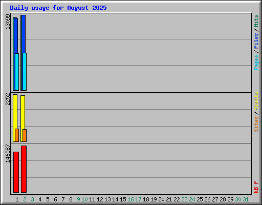 Daily usage for August 2025
