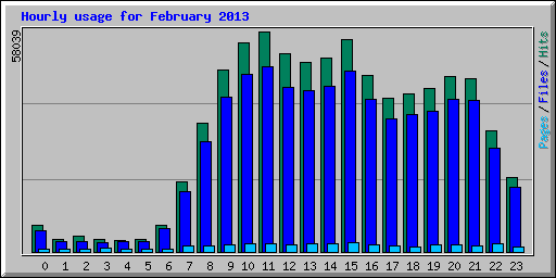 Hourly usage for February 2013